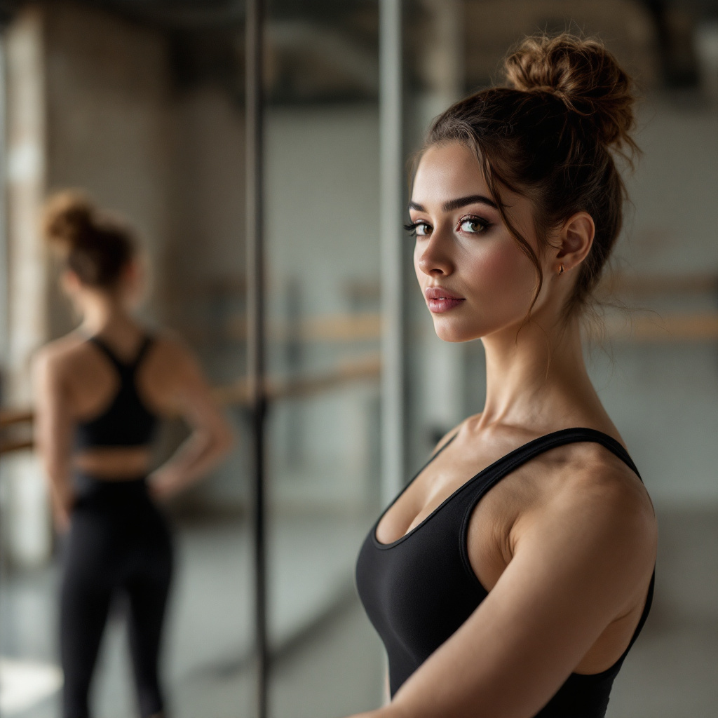 Dancer in studio preparing for practice